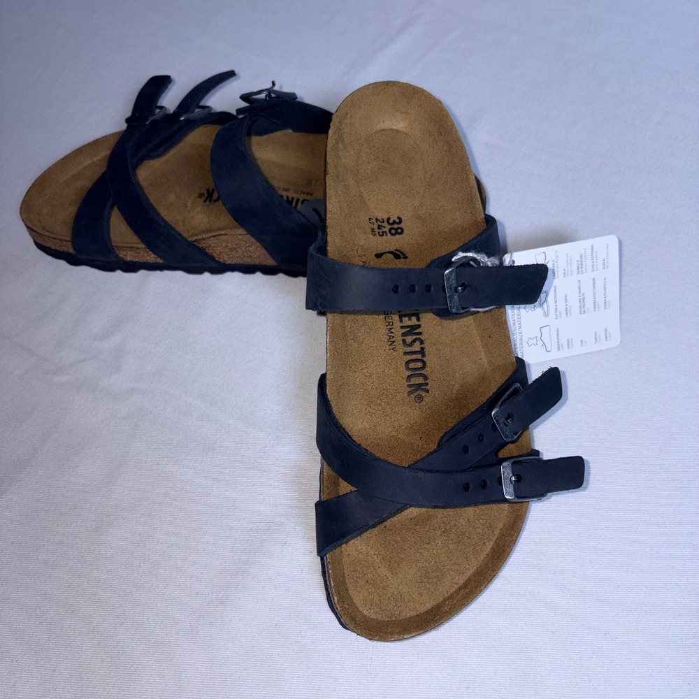 Birkenstock Franca Sandals eu 38 Black New Birko-Flor Crisscross Straps size 7